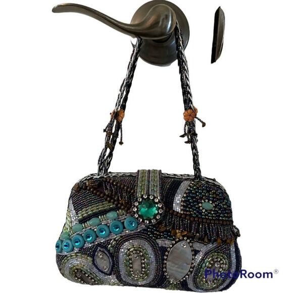 VINTAGE NICOLE LEE COLLECTION BEADED SATCHAL EVENING BAG - Picture 1 of 5